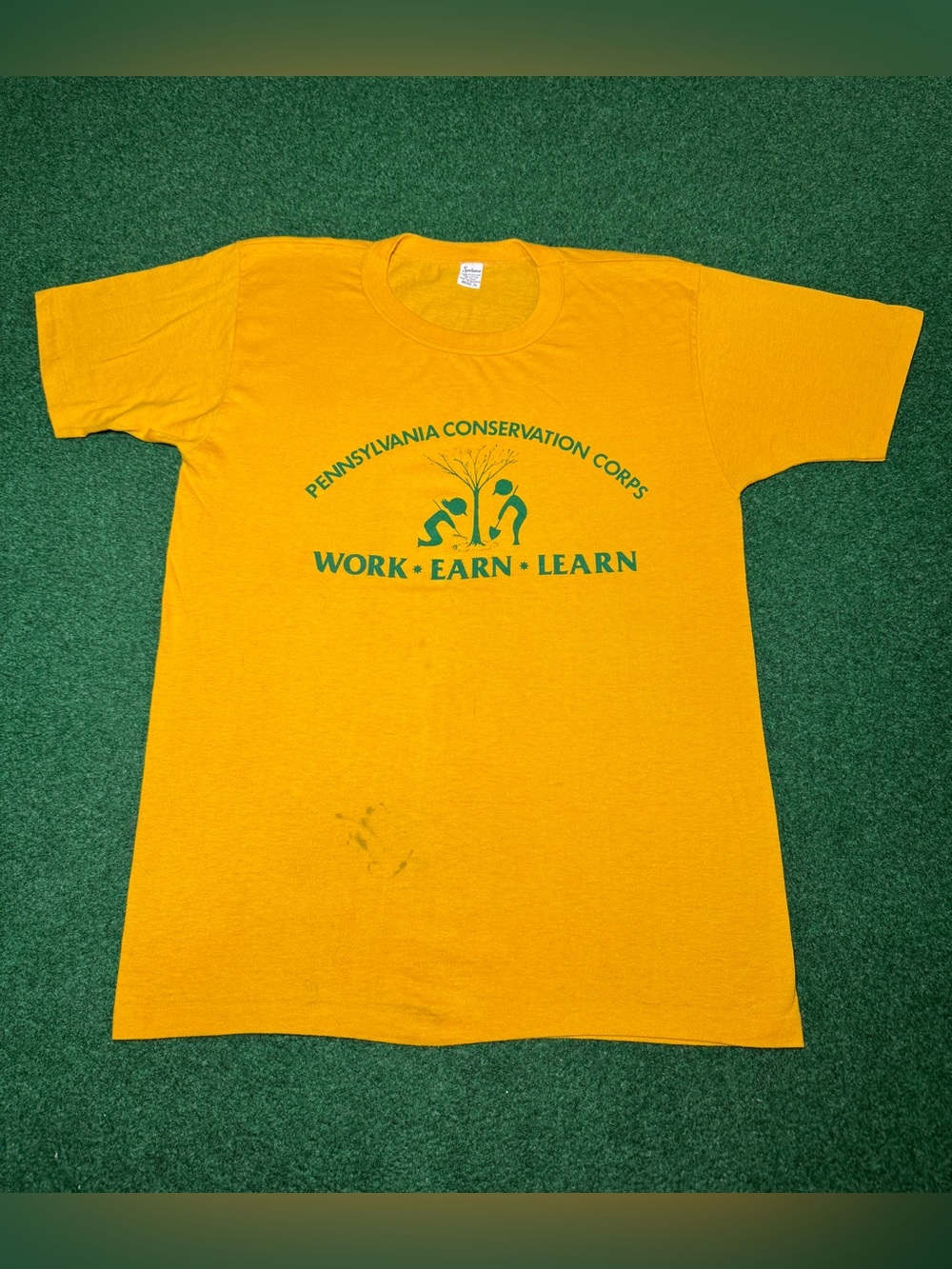 Pennslyvania Conservation Corps Vintage 70s 80s M/L 20x28 Yellow T Shirt